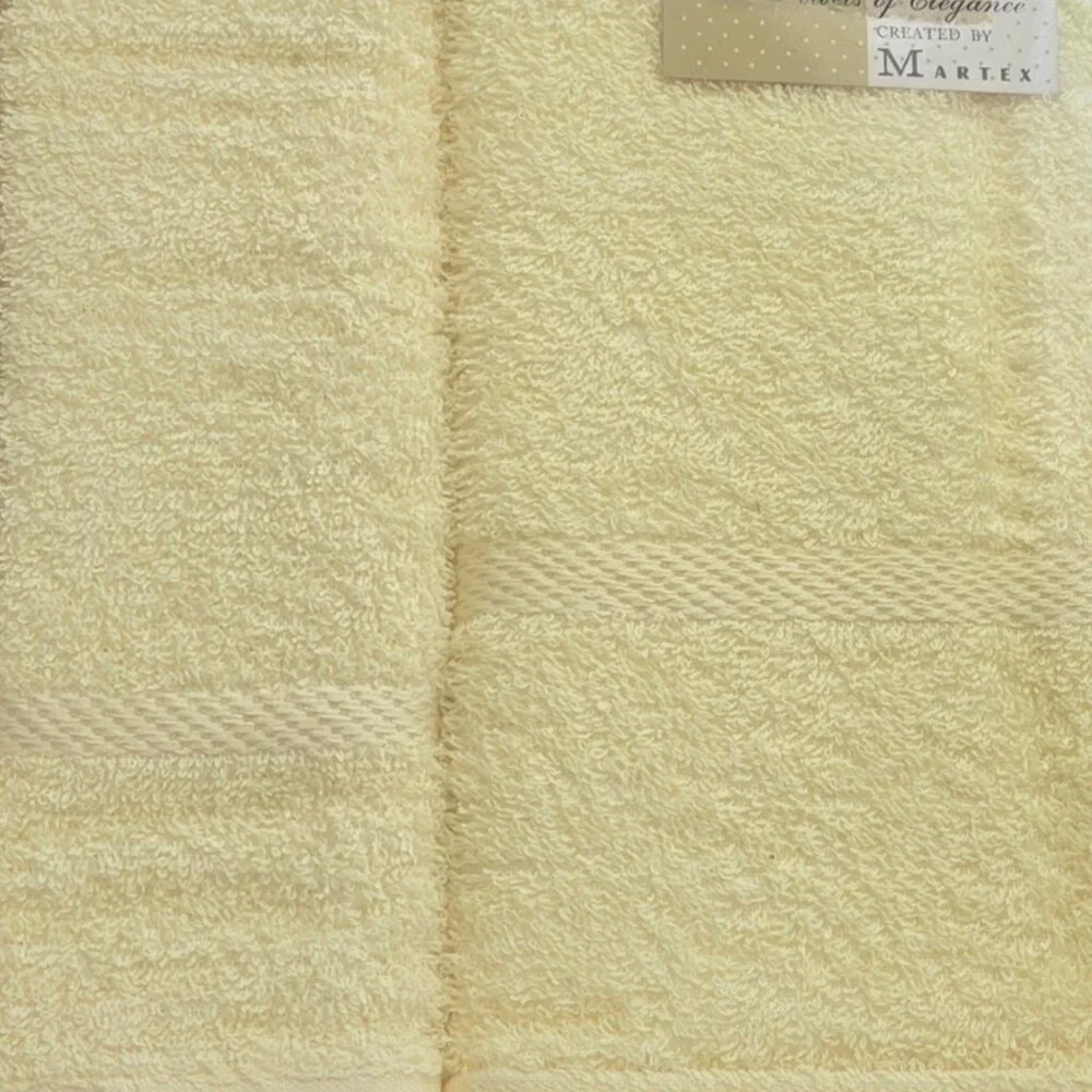 Baroness Lemon Ice Towel Set By Martex 3 Piece Bath Guest Face Cloth Cotton NOS